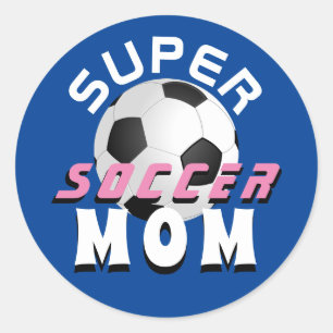Blaue moderne Super-Fußballmutti-Fußballsportart Runder Aufkleber