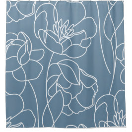 Blaue moderne Wildblume Duschvorhang