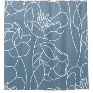 Blaue moderne Wildblume Duschvorhang