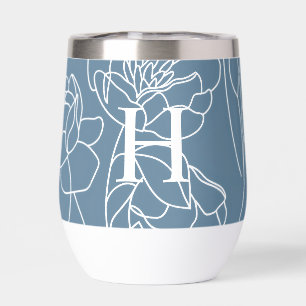Blaue moderne Wildblumen-Monogramm-Name
