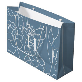 Blaue moderne Wildblumen-Monogramm-Name Große Geschenktüte