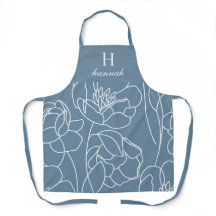 Blaue moderne Wildblumen-Monogramm-Name-Kürze