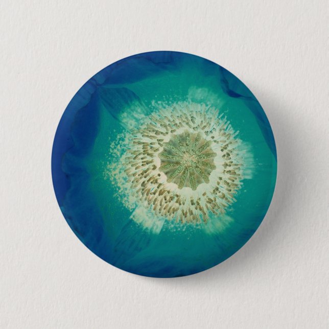 Blaue Mohnblume Button (Vorderseite)