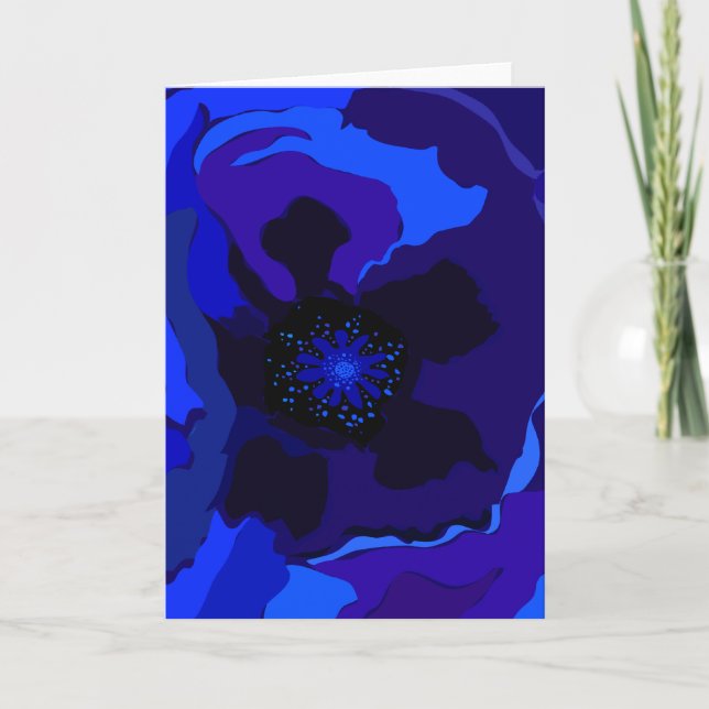 Blaue Mohnblume Karte (Vorderseite)
