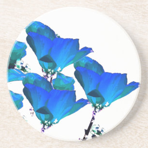 Blaue Mohnblumen-Kunst-Untersetzer Sandstein Untersetzer