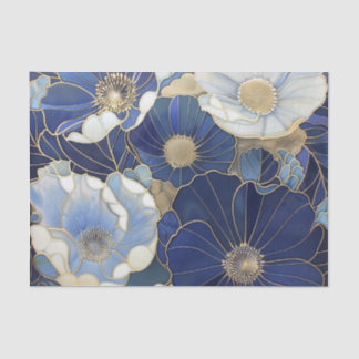Blaue Mohnblumen Vintage-Inspiriert Seidenpapier