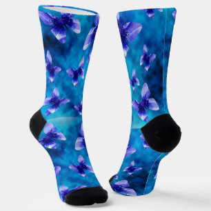 Blaue Mohnschmetterlinge, Crew Socken