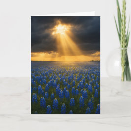 Blaue Mohnwiese Grußkarte - Texas Frühling Notiz Karte