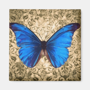 Blaue Monarchschmetterlingsmaube Vintage Kunst Magnet