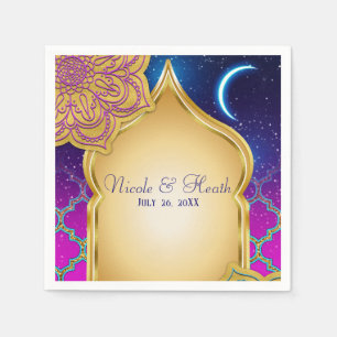 Blaue Mond Arabische Nächte Glamour Gold Lila Hoch Serviette