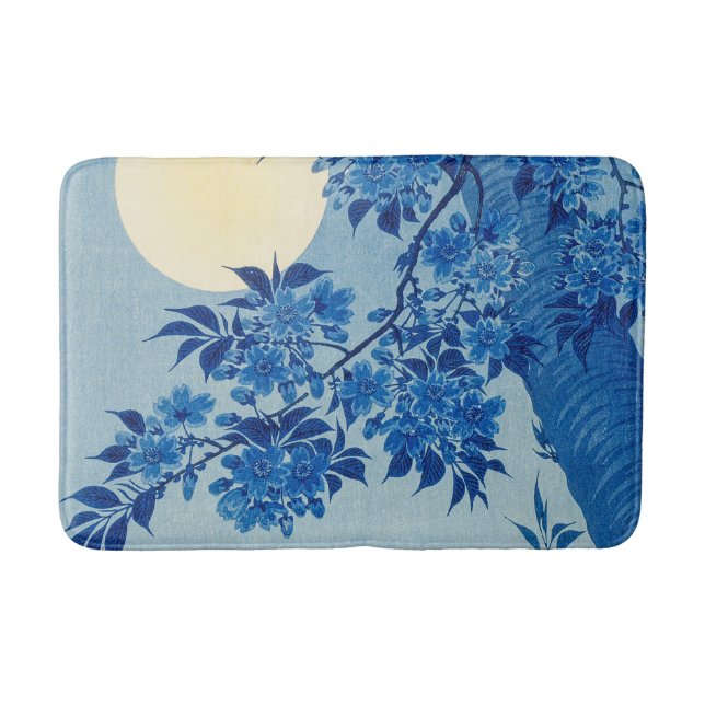 Blaue mondbeschienene Baum: Japanische Kirschblüte Badematte (Vorderseite)