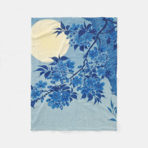 Blaue mondbeschienene Baum: Japanische Kirschblüte Fleecedecke