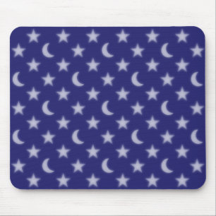 Blaue Monde und Sterne Muster Mousepad