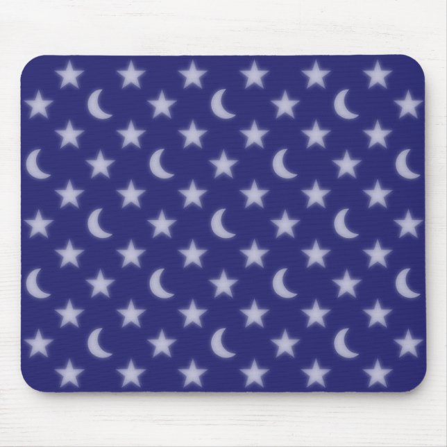 Blaue Monde und Sterne Muster Mousepad (Vorne)