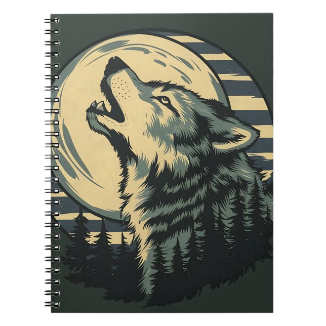 Blaue Mondkunst des heulenden Wolfes Notizblock (Vorderseite)