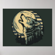 Blaue Mondkunst des heulenden Wolfes