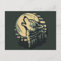 Blaue Mondkunst mit heulendem Wolf