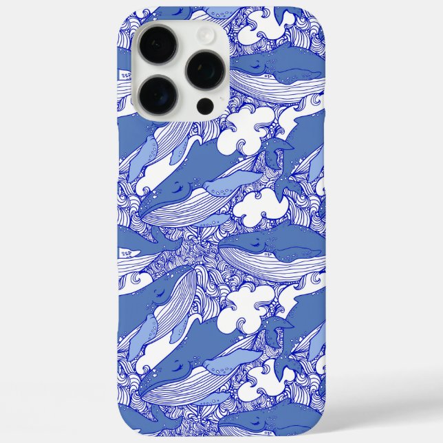 Blaue Monochromatische Humpbackwale Case-Mate iPhone Hülle (Rückseite)