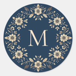 Blaue Monografie der Zierflora Runder Aufkleber