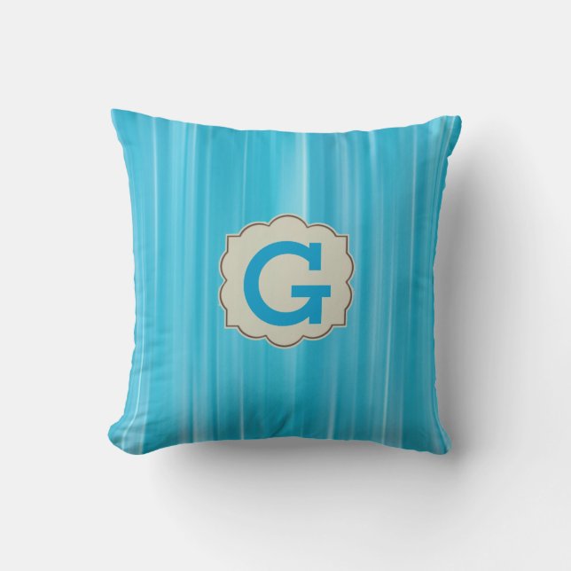 Blaue Monogram-Throw-Pillow-Vorlage Kissen (Vorderseite)