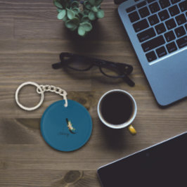 Blaue monogramm-Aquarellfarben-Blume Akryllischer Schlüsselanhänger