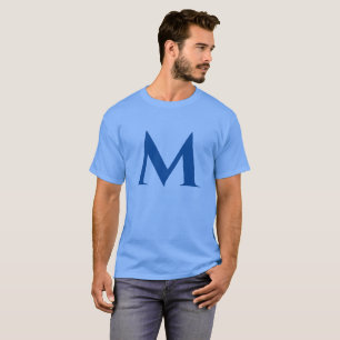 Blaue Monogramm Eigenname Erstmaliges Geschenk Vor T-Shirt