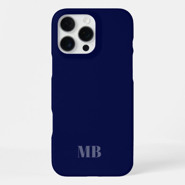 Blaue Monogramm-Initialen iPhone Hülle (Rückseite)