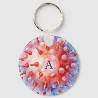 Blaue Monogramm-Virus-Bakterien-Muster Schlüsselanhänger