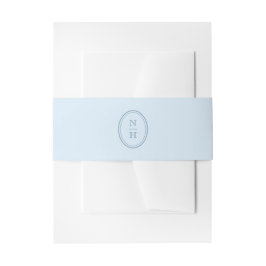 Blaue Monogramm-Wappen-Hochzeitseinladung Bauch Einladungsbanderole