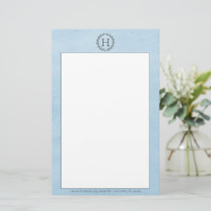 Blaue Monogramm-Wreath-Stationierung Briefpapier