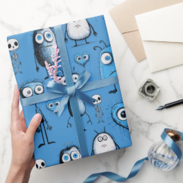 Blaue Monster Geschenkpapier