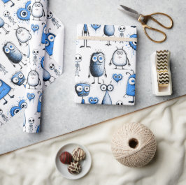 Blaue Monster Geschenkpapier