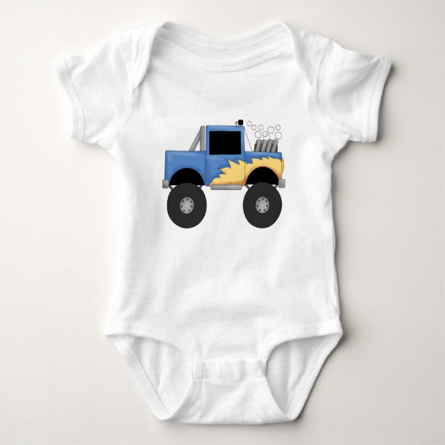 Blaue Monster-LKW-T-Shirts und Geschenke Baby Strampler (Vorderseite)