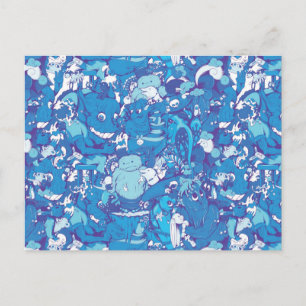 Blaue Monster Postkarte