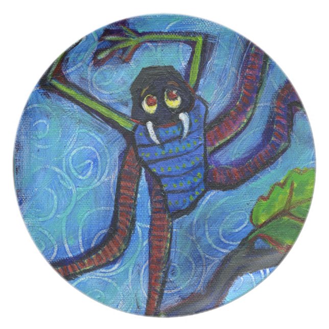 blaue Monsterwanzenplatte Melaminteller (Vorderseite)