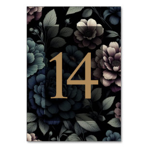 Blaue Moody-Blumenkarte 14 Tischnummer