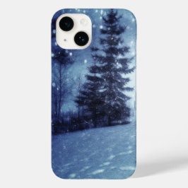 Blaue Moonlit Magische Wälder Winterlandschaft iPhone 16 Hülle