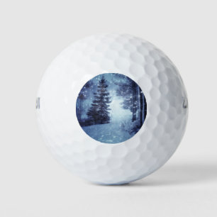 Blaue Moonlit Magische Wälder Winterlandschaft Golfball