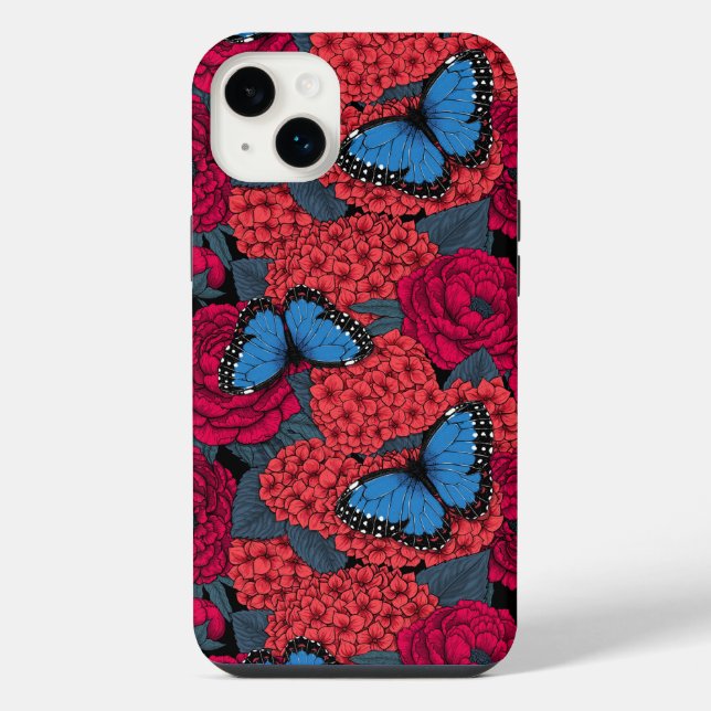 Blaue Morpho-Garten iPhone Hülle (Rückseite)