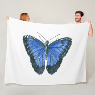 Blaue Morpho-Schmetterling-Aquarellmalerei Fleecedecke
