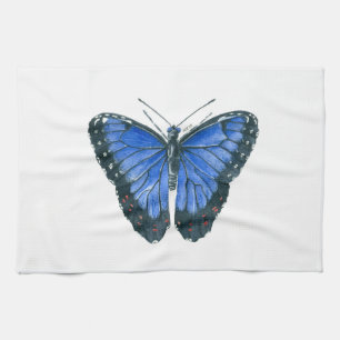 Blaue Morpho-Schmetterling-Aquarellmalerei Küchentuch