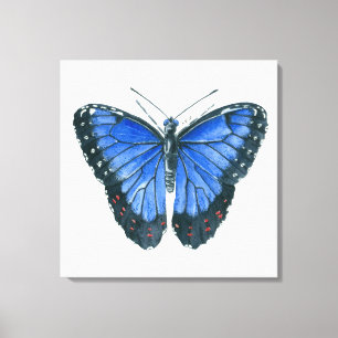 Blaue Morpho-Schmetterling-Aquarellmalerei Leinwanddruck