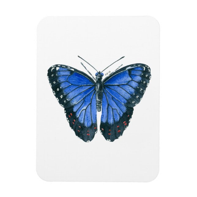 Blaue Morpho-Schmetterling-Aquarellmalerei Magnet (Vertikal)