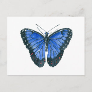 Blaue Morpho-Schmetterling-Aquarellmalerei Postkarte