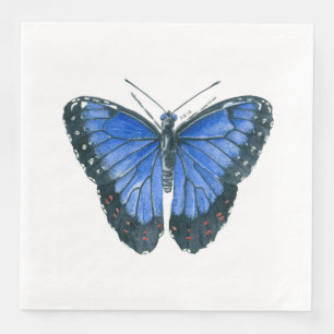 Blaue Morpho-Schmetterling-Aquarellmalerei Serviette