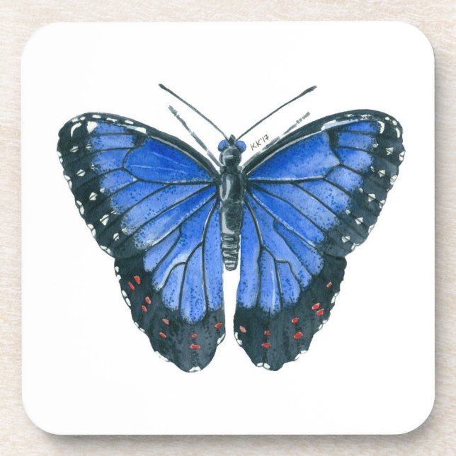 Blaue Morpho-Schmetterling-Aquarellmalerei Untersetzer (Vorderseite)