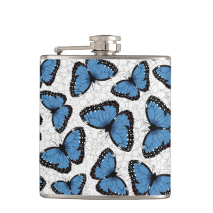 Blaue Morpho-Schmetterlinge Flachmann