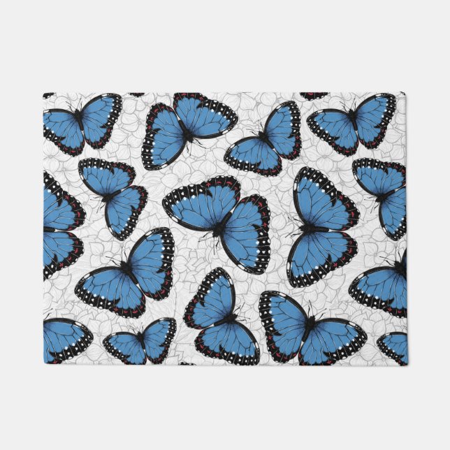 Blaue Morpho-Schmetterlinge Fußmatte (Vorderseite)