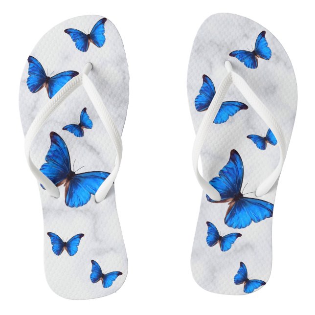 Blaue Morpho Schmetterlinge im Marmorflug Flip Flops (Fußbett)