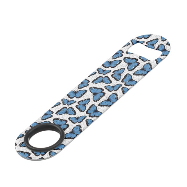 Blaue Morpho-Schmetterlinge Speed Flaschenöffner (Vorderseite Schrägansicht)